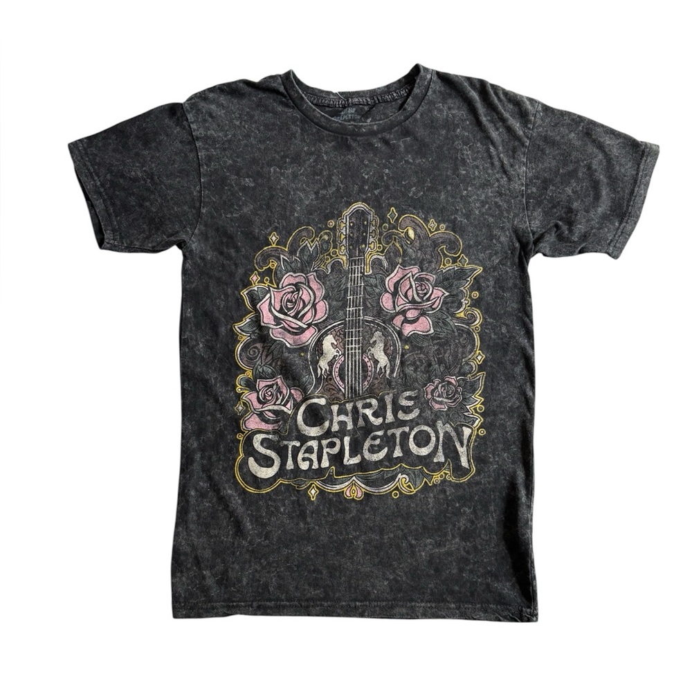 Chris Stapleton "Guitar & Roses" Boyfriend Fit Unisex Graphic T-shirt NEW